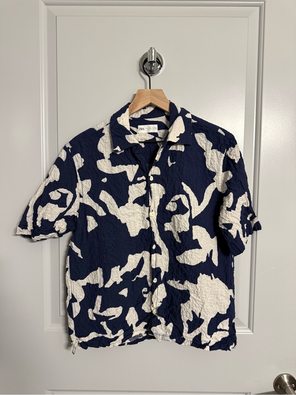Zara Abstract Camp-Collar Button-Down Shirt